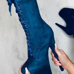 Hella Heels High BabyDoll 8inch Boots - Teal