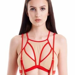 Hamade Activewear High Scoop Neck Top - Sand/Red