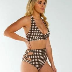 AMBR Designs Halter Crop Top - Gingham New In