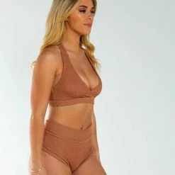 New In AMBR Designs Waffle Halter Top - Sand