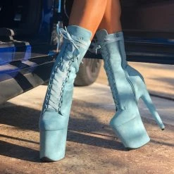 Shoes Hella Heels High BabyDoll 8inch Boots - Baby Blue