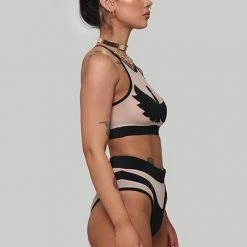 All Pole Wear Creatures Of XIX I S I S Halter Top - Black With Sand Mesh