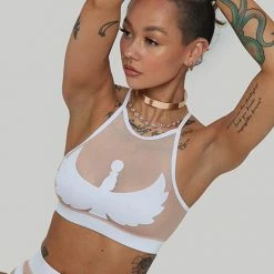 Creatures Of XIX I S I S Halter Top - White With Sand Mesh All Pole Wear