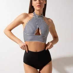Shark Polewear Double-sided High Waist Shorts - Striped/Black
