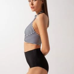 Shark Polewear Double-sided High Waist Shorts - Striped/Black