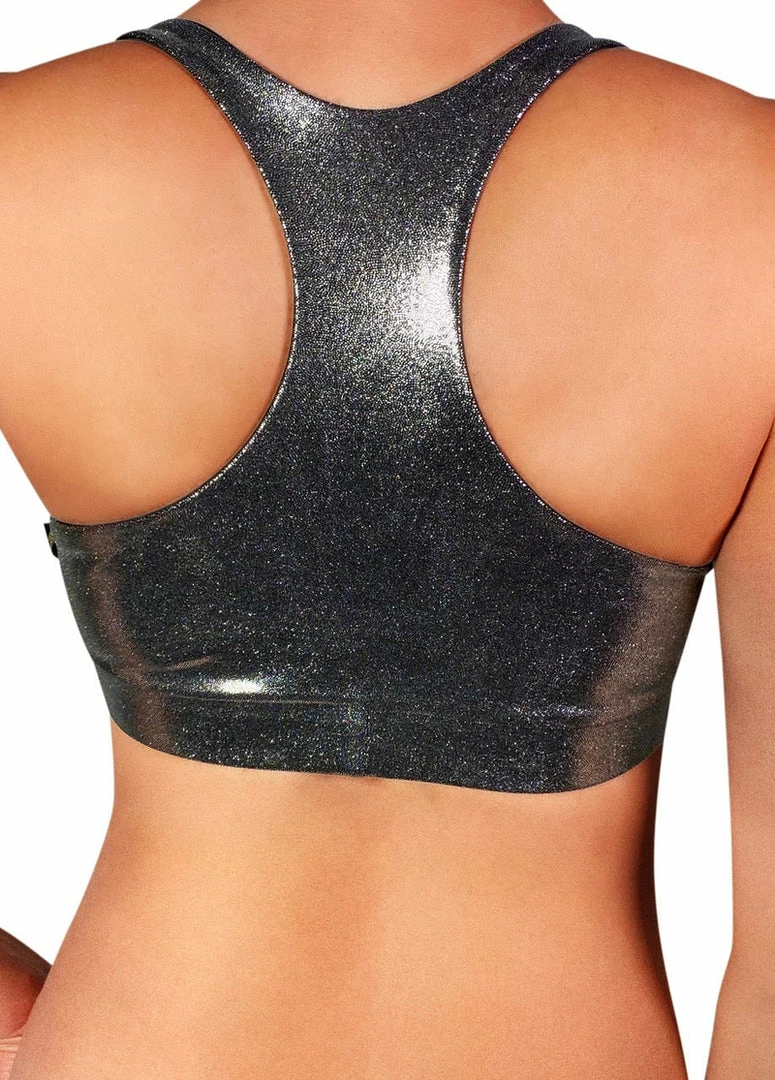 All Pole Wear Cleo The Hurricane Twist Sports Bra - Metallic Chrome