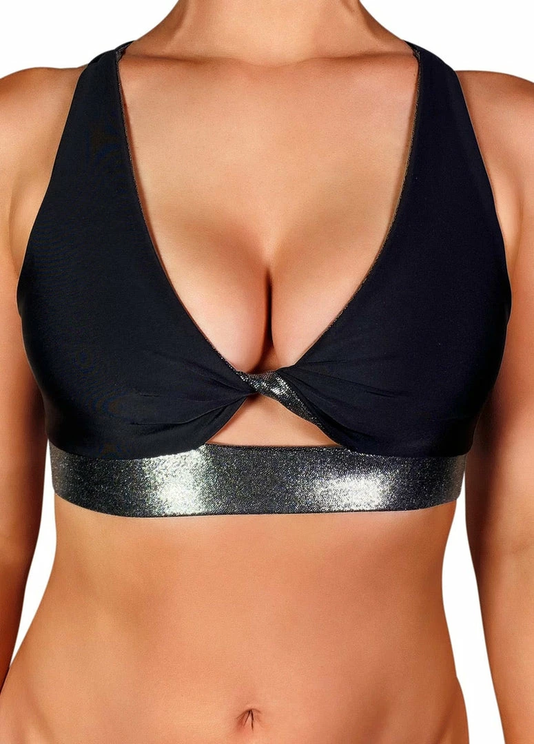 All Pole Wear Cleo The Hurricane Twist Sports Bra - Metallic Chrome