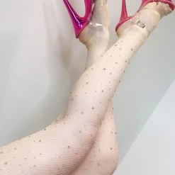 Lunalae Fishnet AB Shine Diamante Stockings - Fair Tights