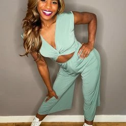 Exo Wear Twist Flow Jumpsuit - Sage Green