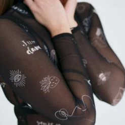 New In Exo Wear Logo Bodysuit - Black Mesh