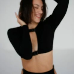 All Pole Wear Exo Wear Long Sleeve Buckle Front Top - Black