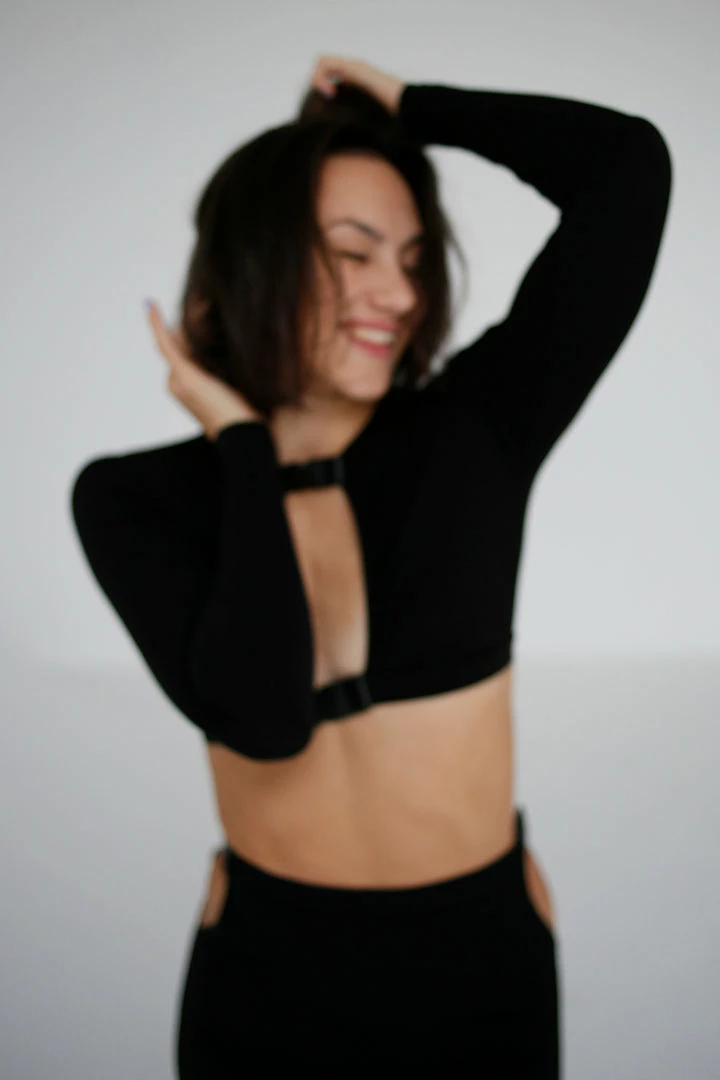 All Pole Wear Exo Wear Long Sleeve Buckle Front Top - Black