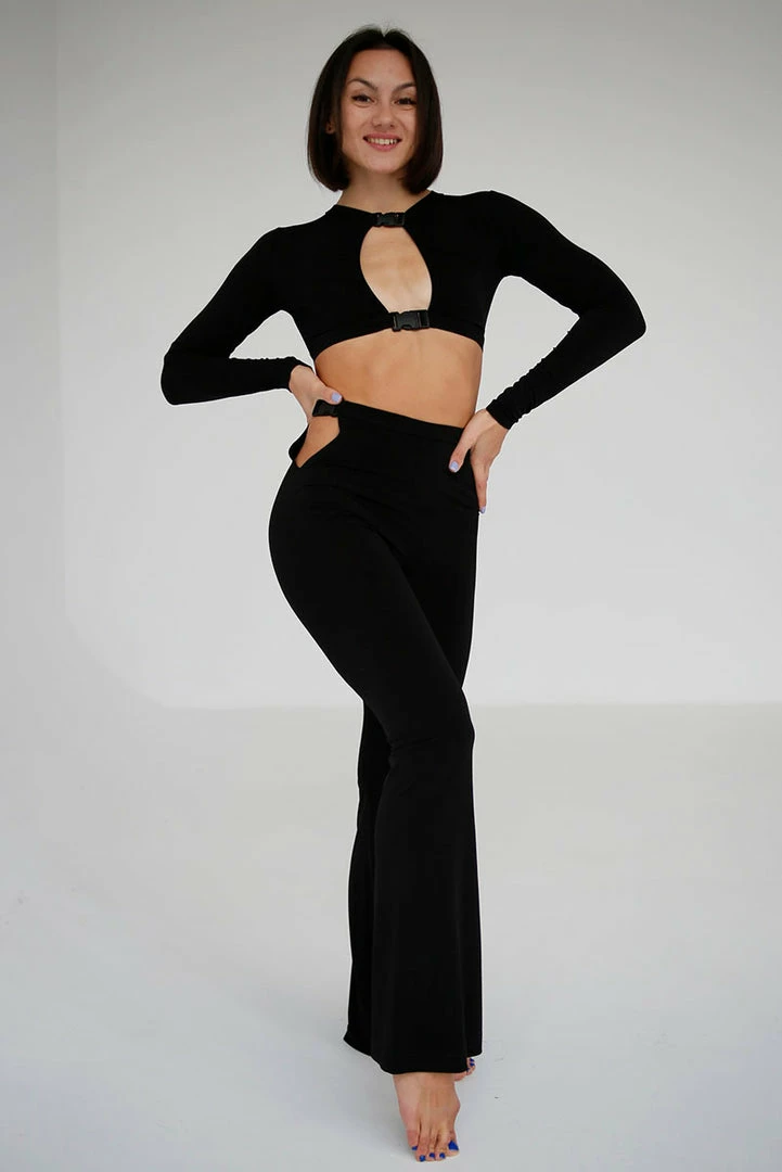 All Pole Wear Exo Wear Long Sleeve Buckle Front Top - Black