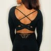 All Pole Wear Olra Activewear Long Sleeve Crop Top - Black