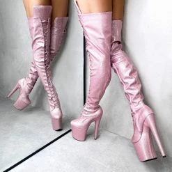 Hella Heels The Glitterati Thigh High 8inch Boots - Sugarbaby