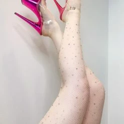 Lunalae Fishnet AB Shine Diamante Stockings - Fair Tights