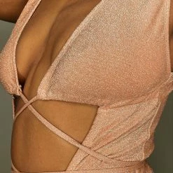 All Pole Wear Exo Wear Lurex Bodysuit - Rose Gold
