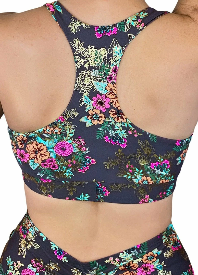 Cleo The Hurricane Twist Sports Bra - Gunmetal Garden All Pole Wear