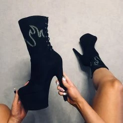 Hella Heels HellGirl 7inch Boots - Black/Mint Shoes