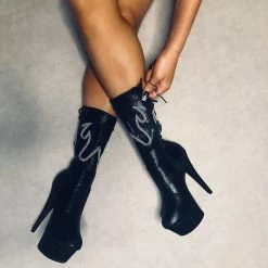 Shoes Hella Heels HellGirl 7inch Boots - Black/Glow