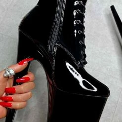 Hella Heels LipKit 8inch Ankle Boots - Black Beatles