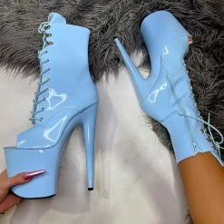 Hella Heels LipKit Open Toe 8inch Boots - Sky High Shoes