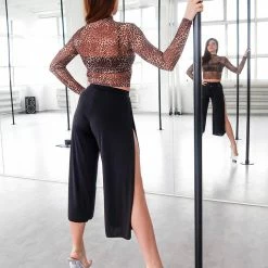 REV ACTIV Wild Leopard Long Sleeved Crop Top All Pole Wear