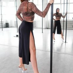 REV ACTIV Wild Leopard Long Sleeved Crop Top All Pole Wear