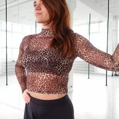 REV ACTIV Wild Leopard Long Sleeved Crop Top All Pole Wear