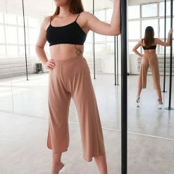 REV ACTIV Sensual Flow Pants (with Leg Slit) - Coffee Loungewear Bottoms
