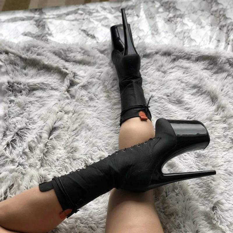 Hella Heels Black Denim Boots - 8inch