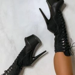 Hella Heels Blaq Kicks Boots - 7inch