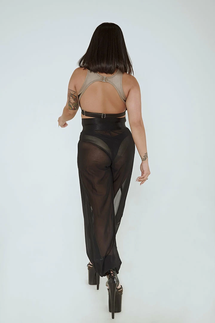 Most Loved Creatures Of XIX Snatched Mesh Make Moves Pants - Black
