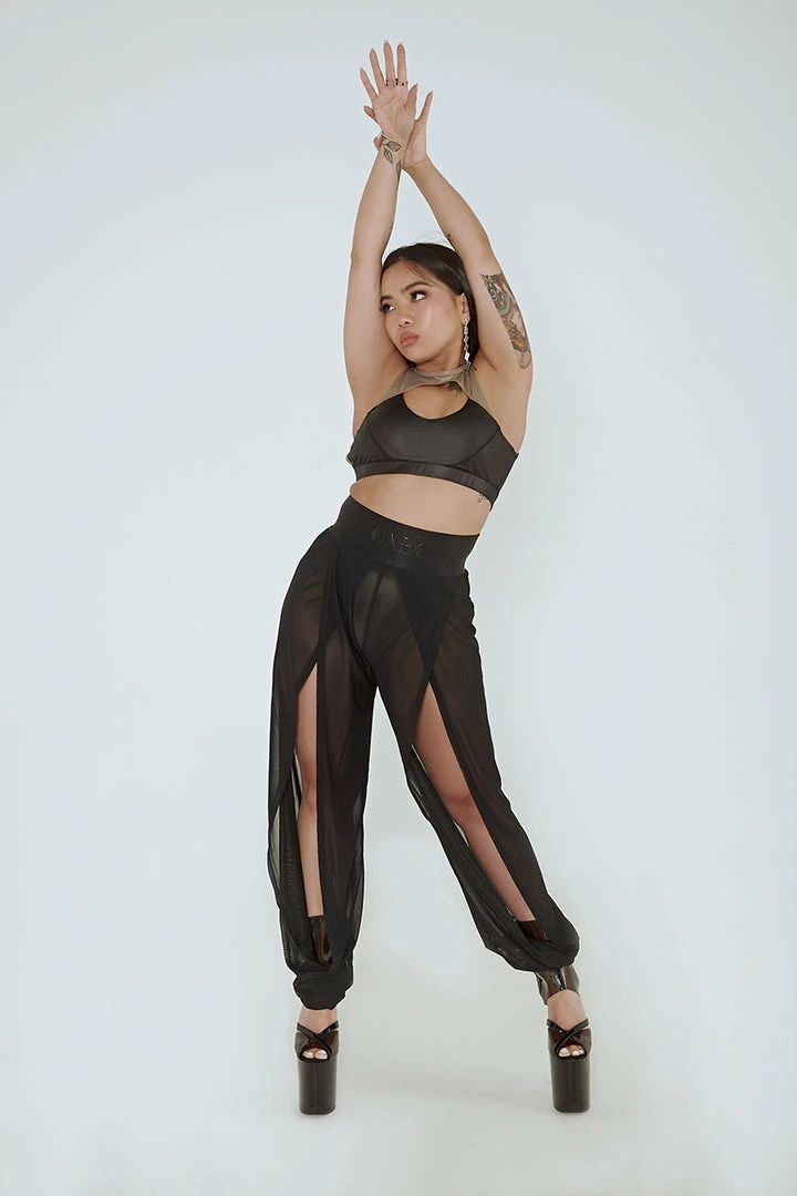 Most Loved Creatures Of XIX Snatched Mesh Make Moves Pants - Black