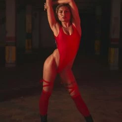 Rolling Over The Knee Ribbon Socks - Red (3 Sizes Available) Accessories