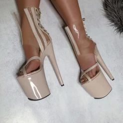 Hella Heels King Hybrid 8inch Boots - Stripped Shoes