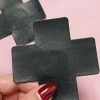 Naughty Thoughts Cross Pasties (5 Pairs) - Leather Black