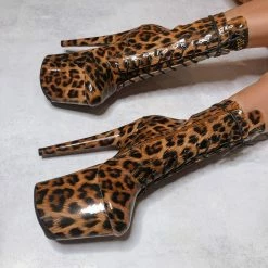 Hella Heels EmpireKicks 8inch Booties - Leopard Shoes