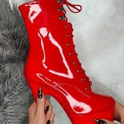 Shoes Hella Heels LipKit 7inch Boots - Cherry Pie