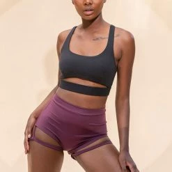 Lunalae Lure You High Waisted Garter Shorts - Recycled Mulberry