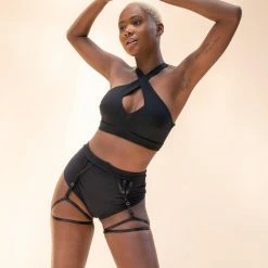 Most Loved Lunalae Olivia High Waisted Garter Shorts - Recycled Black