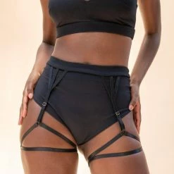 Most Loved Lunalae Olivia High Waisted Garter Shorts - Recycled Black