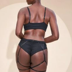 Lunalae Olivia Low Waist Garter Shorts - Recycled Black