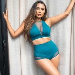 Lunalae Midnight High Waisted Bottoms - Recycled Teal All Pole Wear