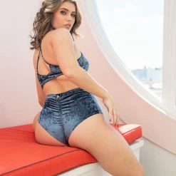 All Pole Wear Lunalae Delphine Top - Gunmetal Velvet