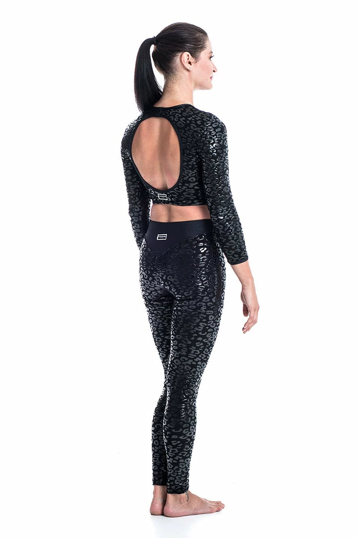 Paradise Chick Superhero Series Ultra Grip Crop Top - Black Leopard Back In Stock