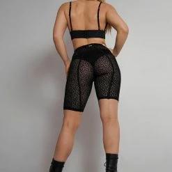 Paradise Chick Sirène Leopard Biker Shorts - Black Back In Stock