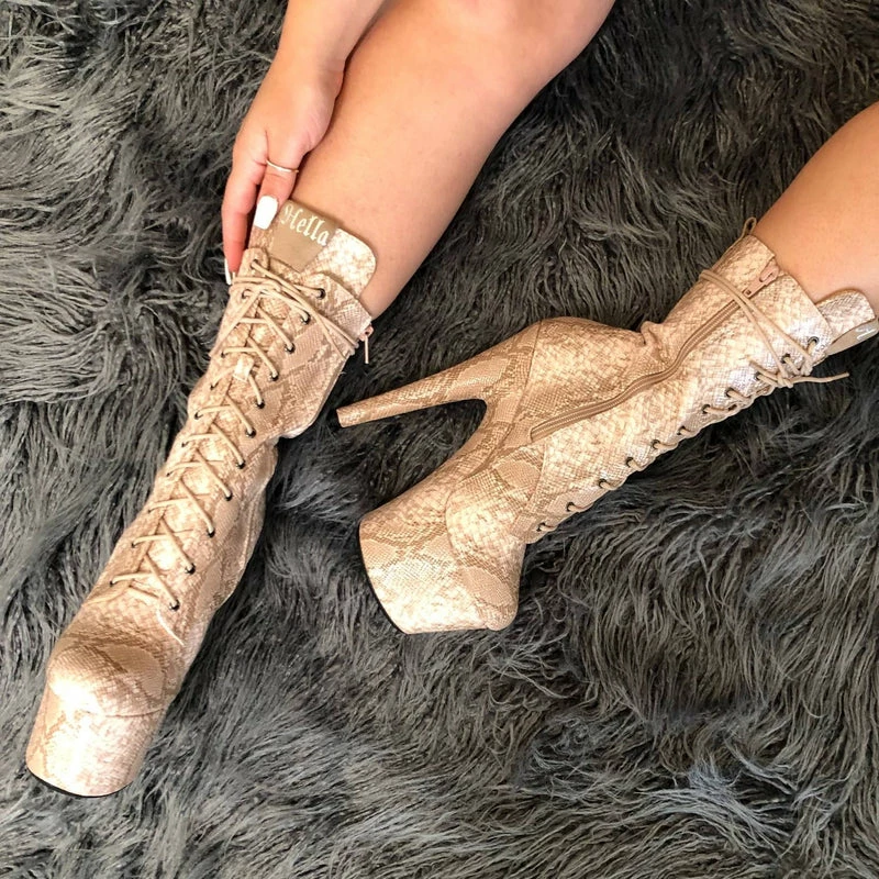 Shoes Hella Heels Milksnake Boots - 7inch