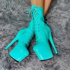 Hella Heels LipKit 8inch Boots - Minted Shoes