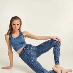 Paradise Chick Superhero Series Sticky High Waist Leggings - Dusty Blue Leopard